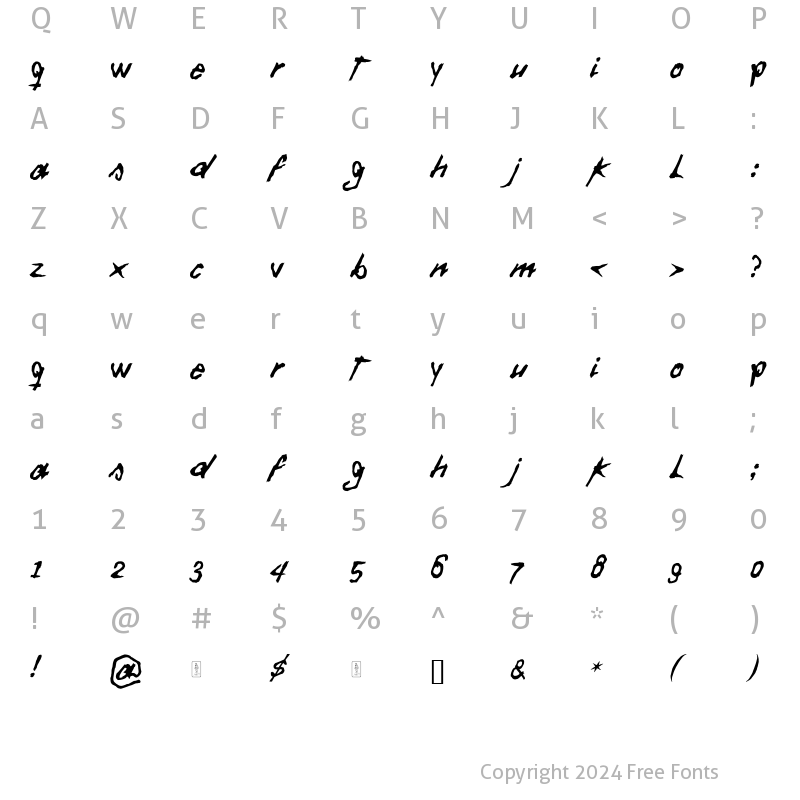 Character Map of Daft Font Regular
