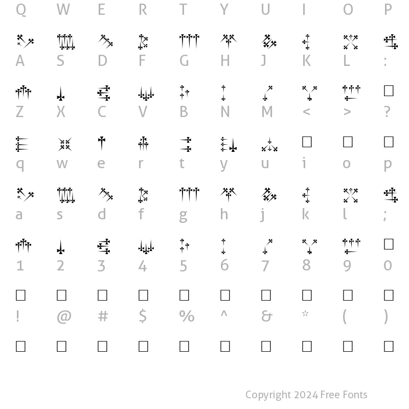 Character Map of Daggers Regular