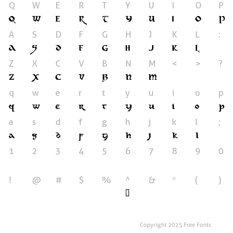 Character Map of Dahaut Regular