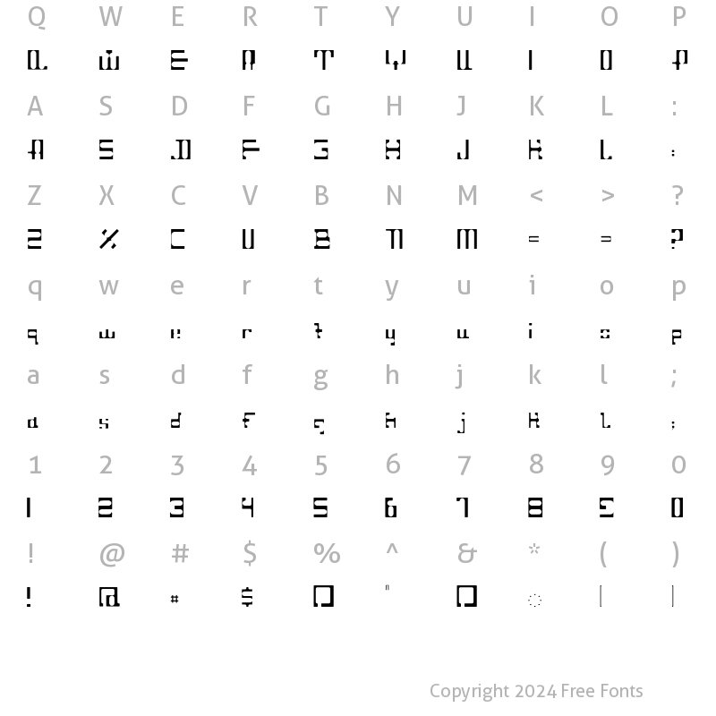 Character Map of Dahgir Square Regular