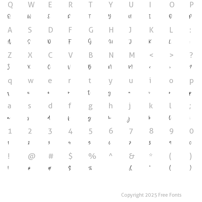 Character Map of Dailymoon Regular