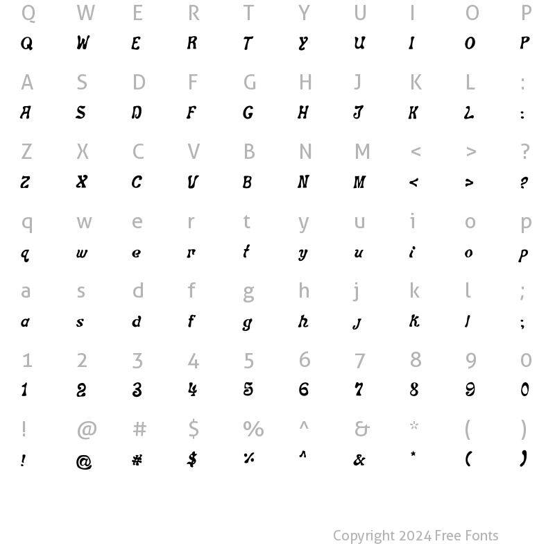 Character Map of Daisy Chain Italic