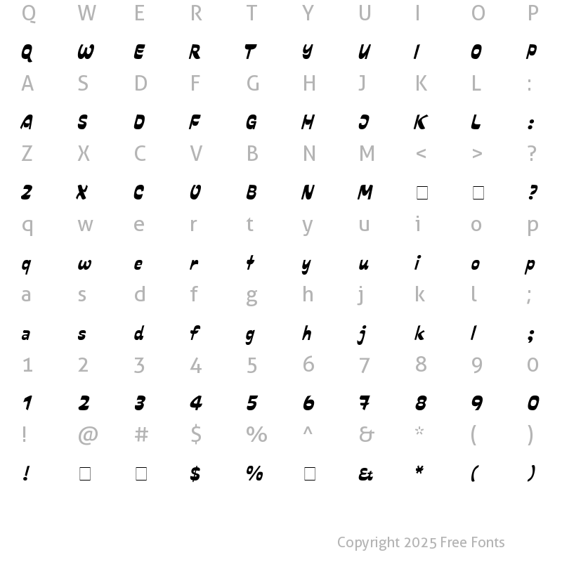 Character Map of Dalcora Regular