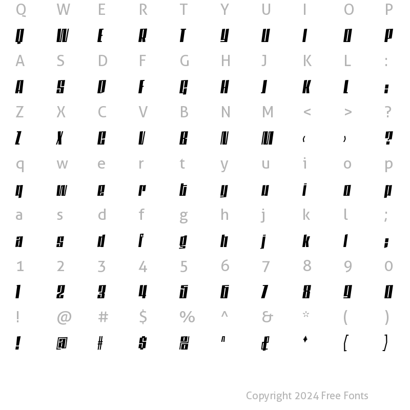 Character Map of DaleysGothic Bold Italic