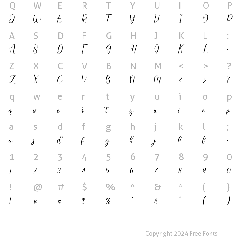 Character Map of Daligona Regular