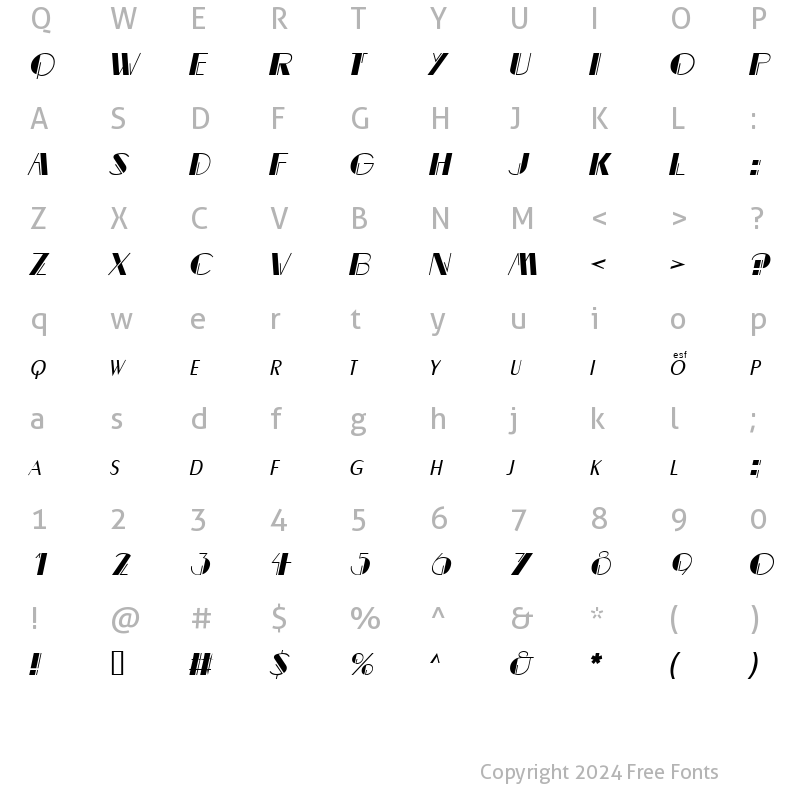 Character Map of Dalith Oblique