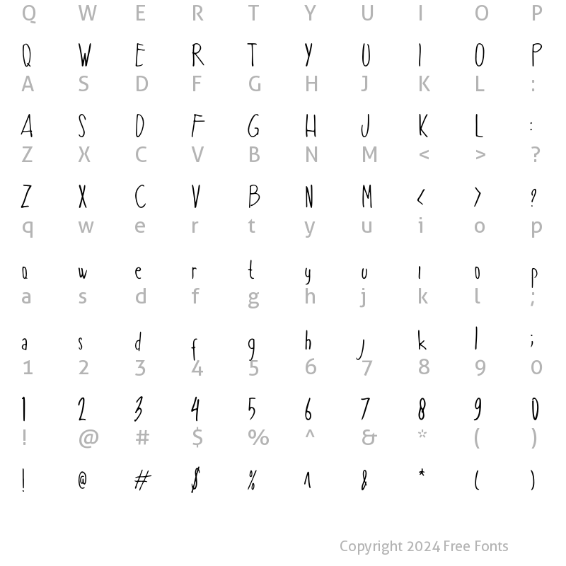 Character Map of Dalla Portas Regular