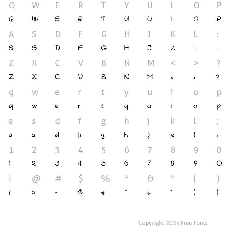 Character Map of Dallas Regular