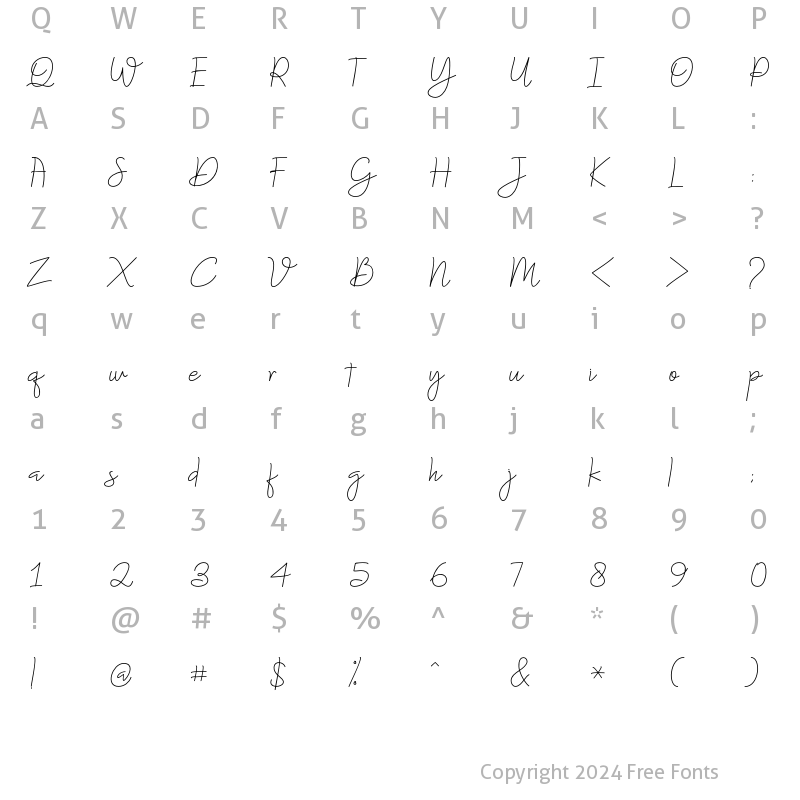 Character Map of Dallastic script Regular