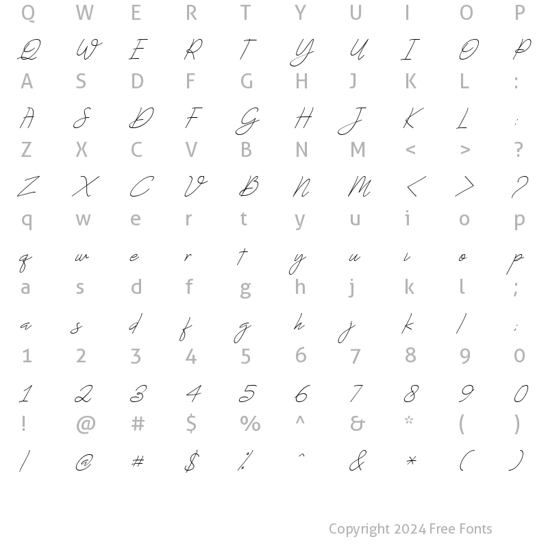 Character Map of Dallastic script Slant Regular