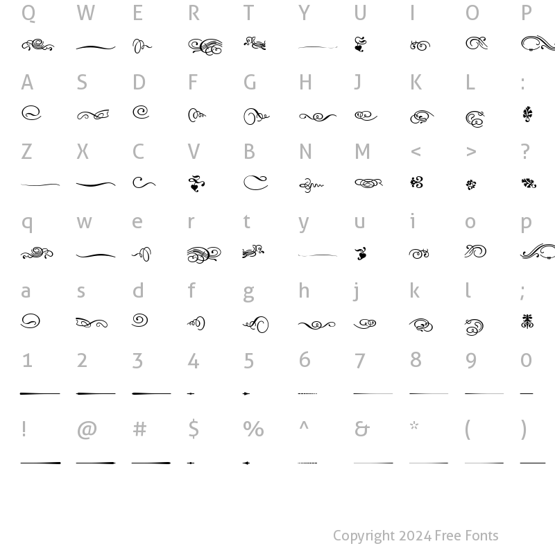 Character Map of Dalliance Flourishes