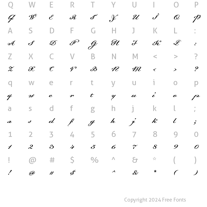 Character Map of Dalliance Italic