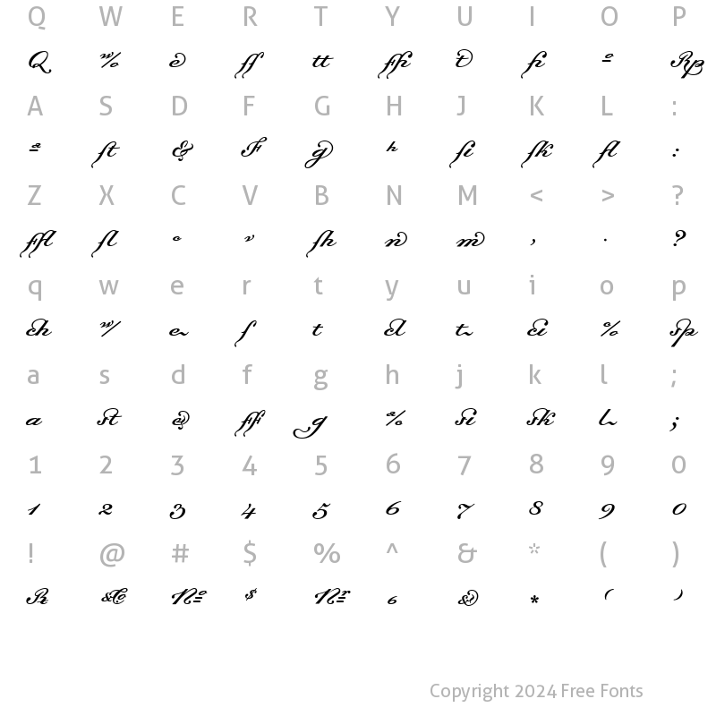 Character Map of Dalliance Medium Italic