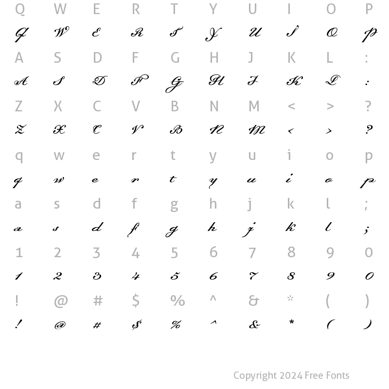 Character Map of Dalliance Script