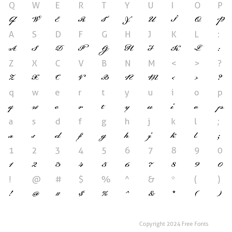 Character Map of Dalliance Script Regular