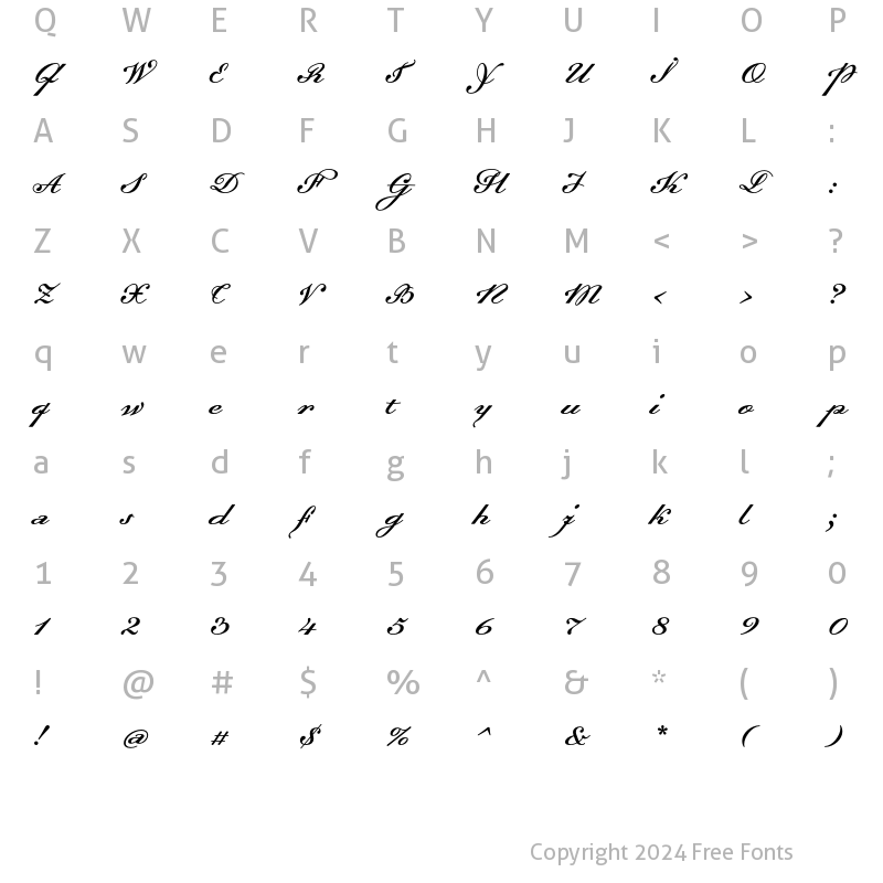 Character Map of Dalliance ScriptDisplay Regular