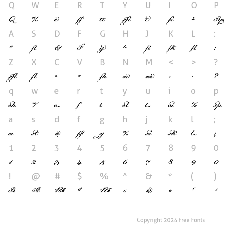 Character Map of Dalliance ScriptLigatures Regular