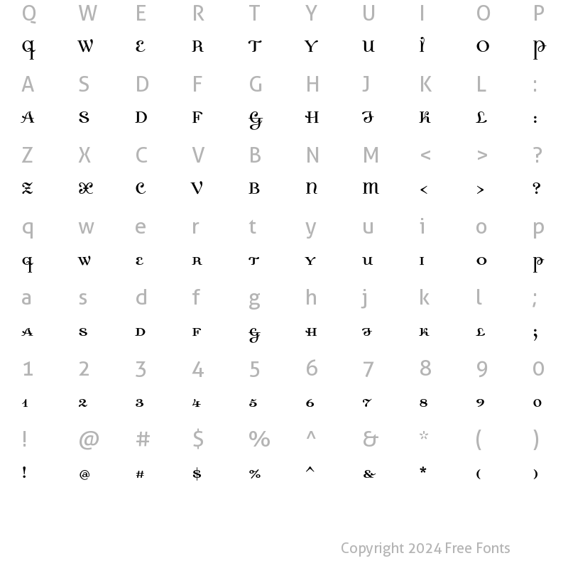 Character Map of Dalliance SmallCaps Roman