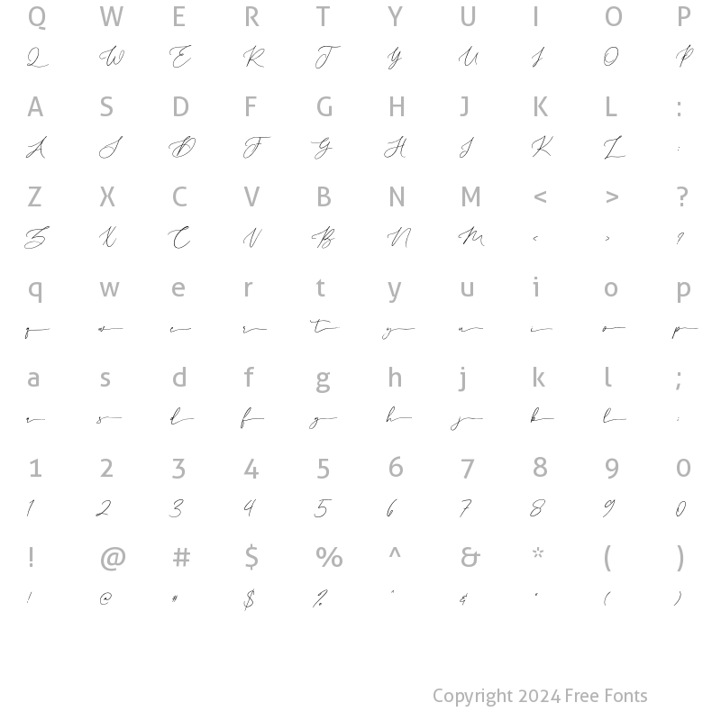 Character Map of Dalton gardens swash right Regular