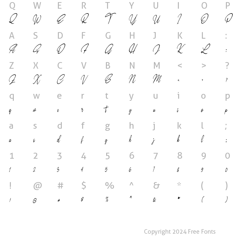 Character Map of Dalvatis Regular