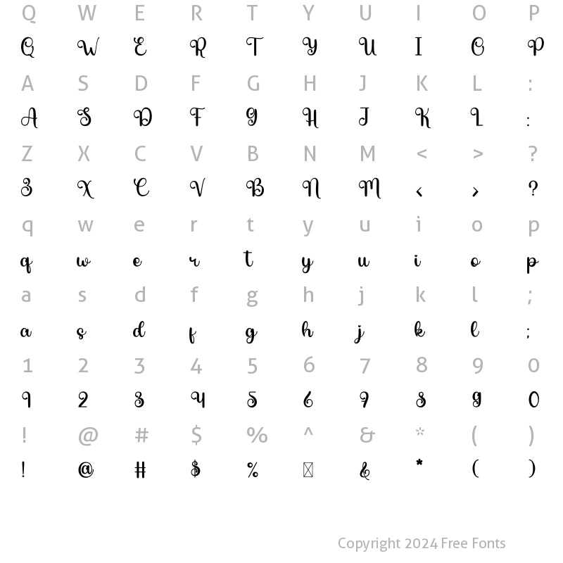 Character Map of Damayanty Regular