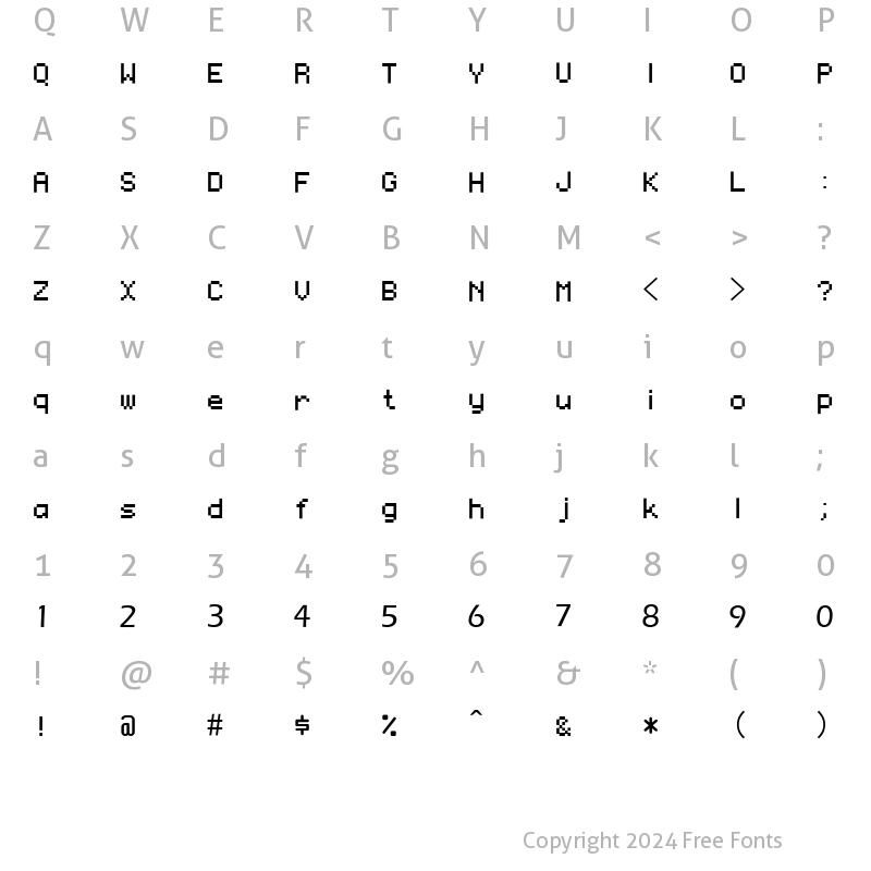 Character Map of dameji Regular