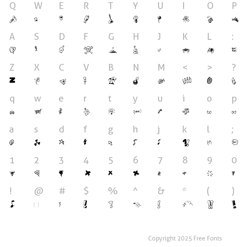 Character Map of Dammned Dingbats Regular