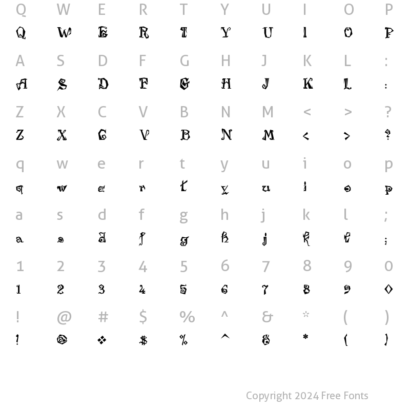 Character Map of Damosel Regular