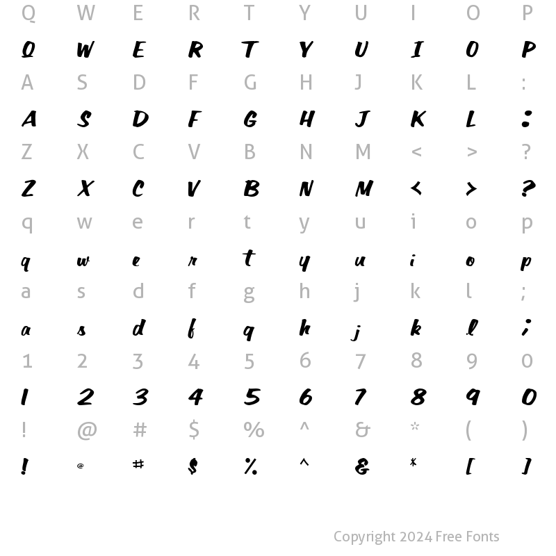 Character Map of Dana ttnorm Regular