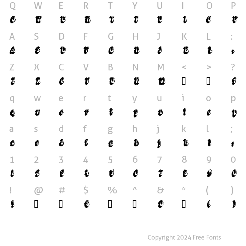 Character Map of DanabelShadowSSK Bold