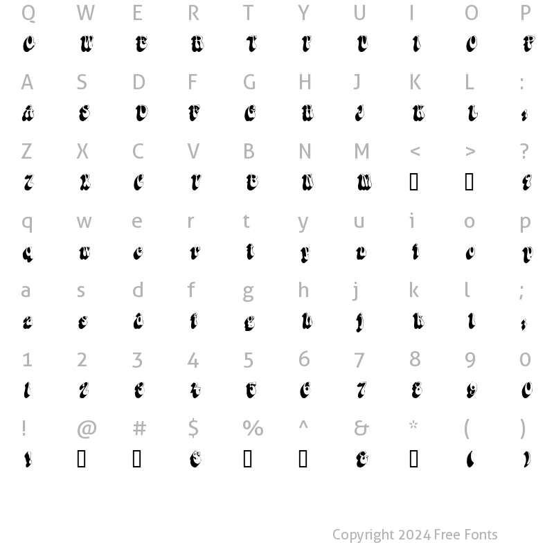 Character Map of DanabelShadowSSK Regular