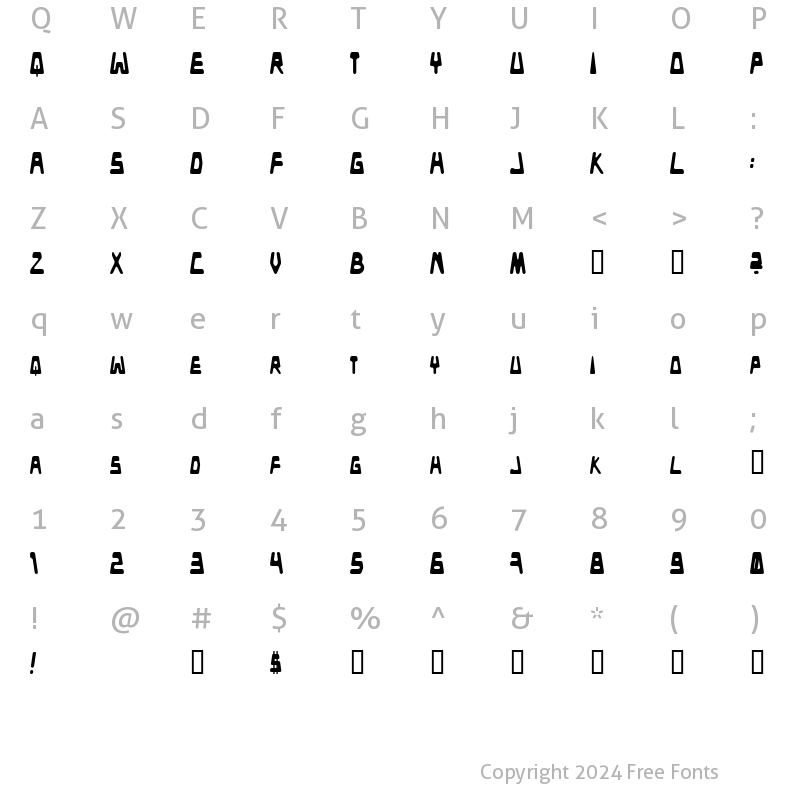 Character Map of Danceclub Regular