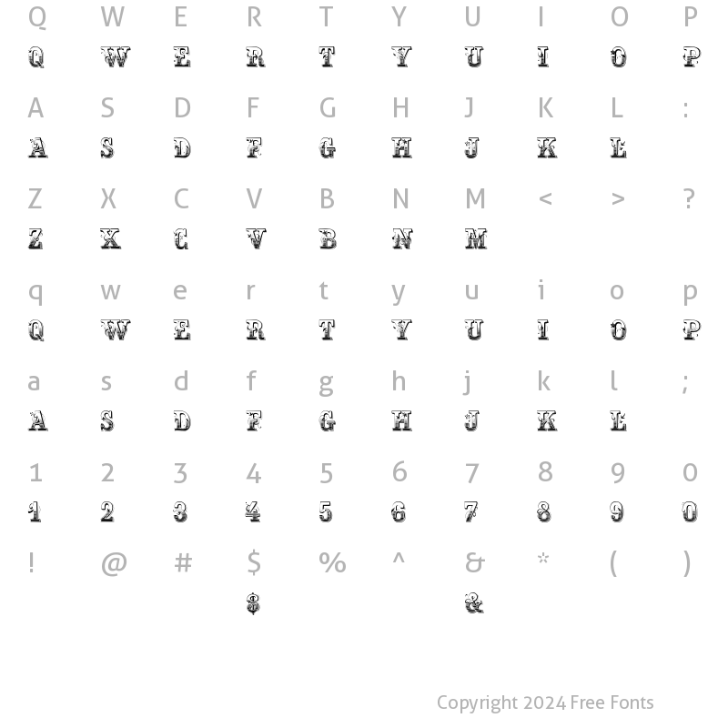 Character Map of DanceHallCaps Regular