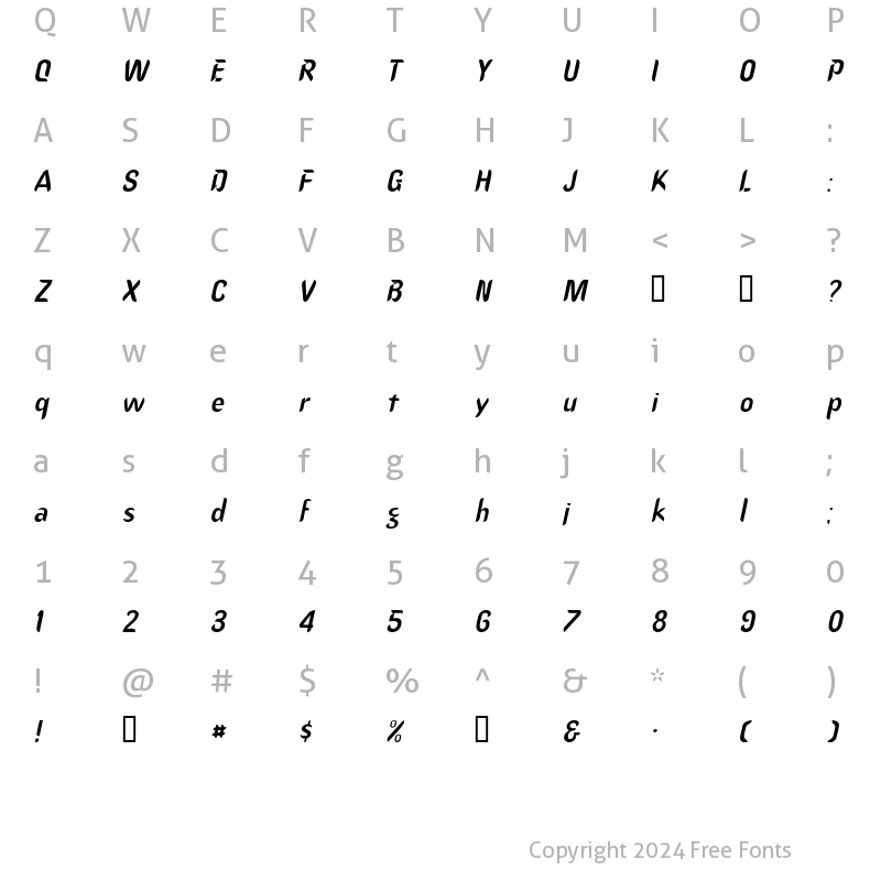 Character Map of DanceSSK Italic