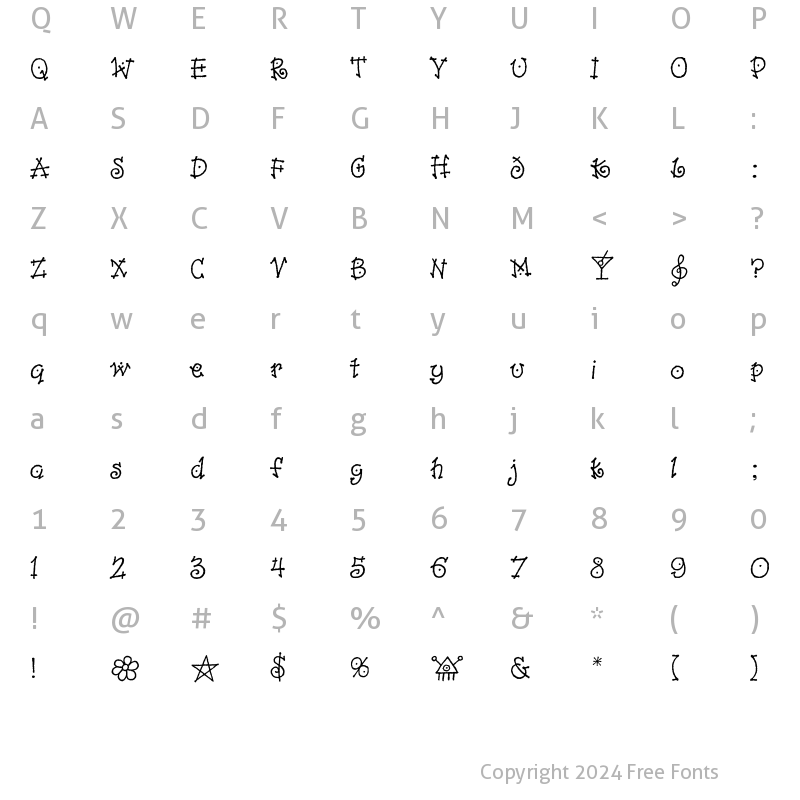 Character Map of Dancin Plain Regular