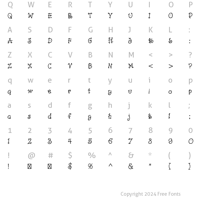 Character Map of Dancin Std Regular