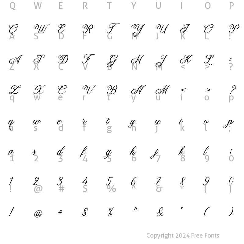 Character Map of Dandelion Script Regular