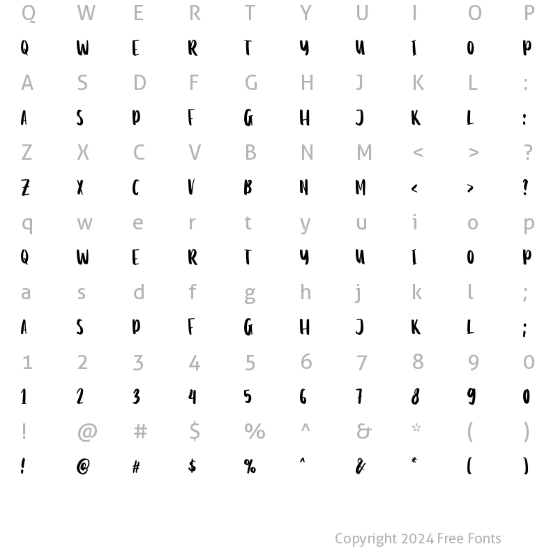 Character Map of Daniel Display Regular