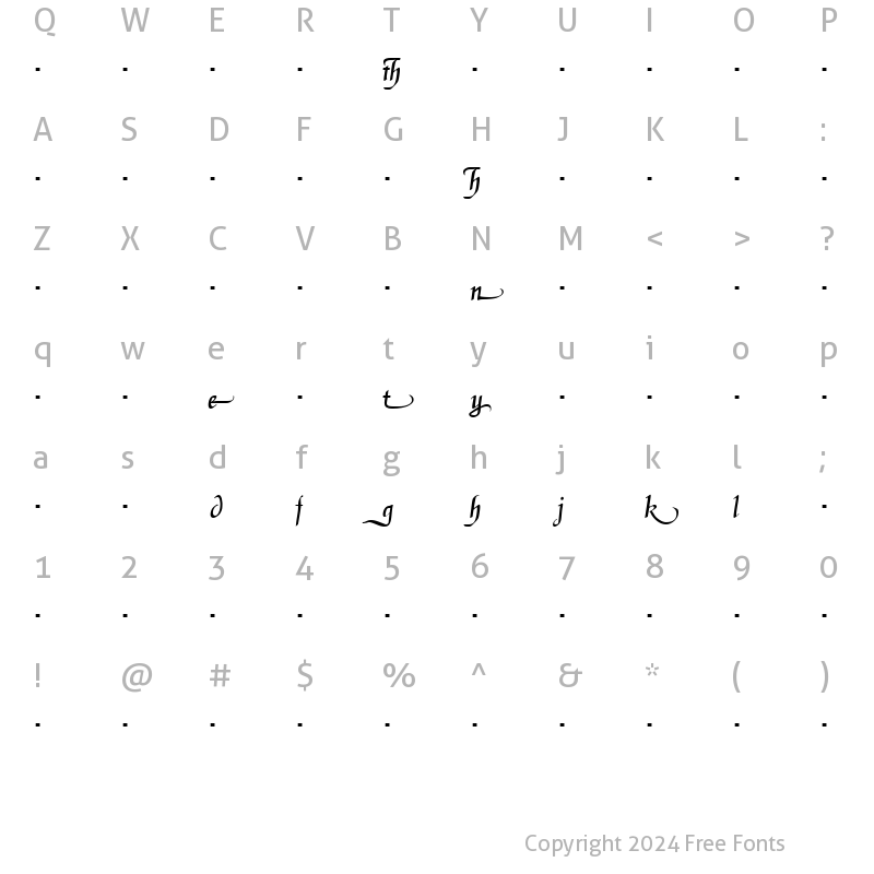 Character Map of DanielaAlternates Regular