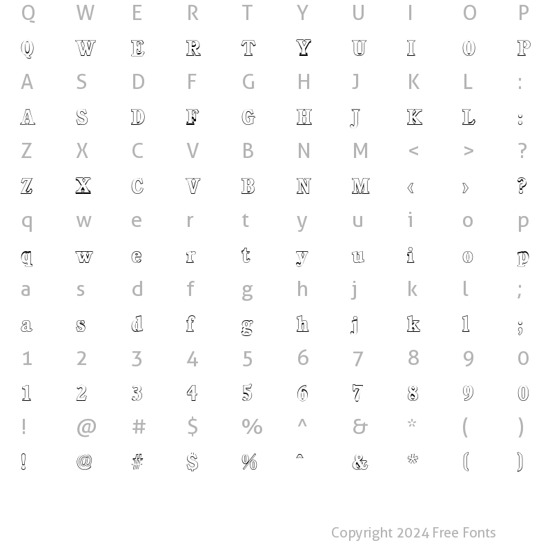 Character Map of DanielBeckerOutline Bold