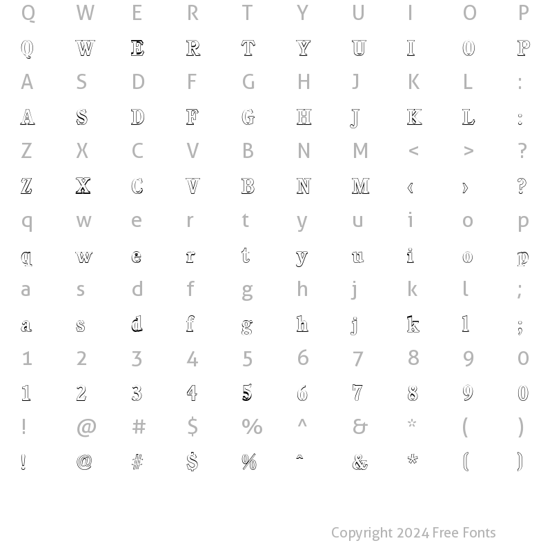 Character Map of DanielBeckerOutline-Medium Regular