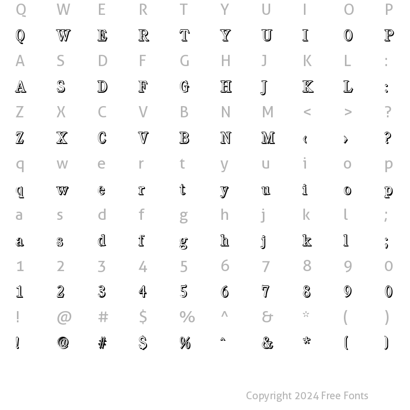 Character Map of DanielBeckerShadow-Light Regular