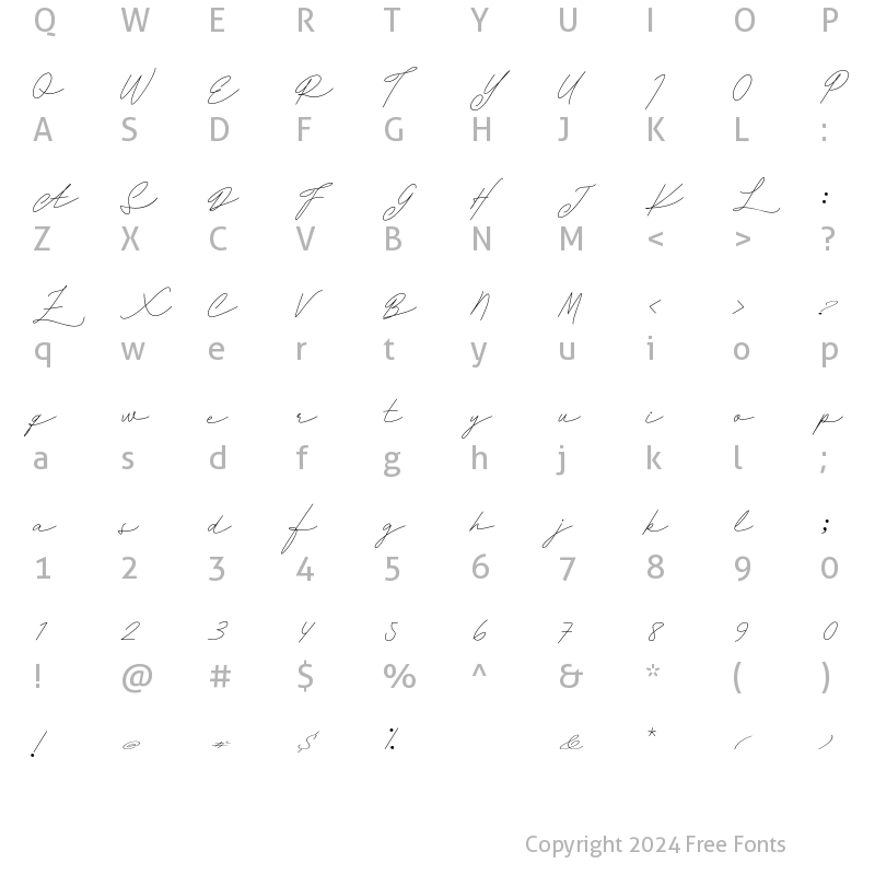 Character Map of Daniza Claretta Regular