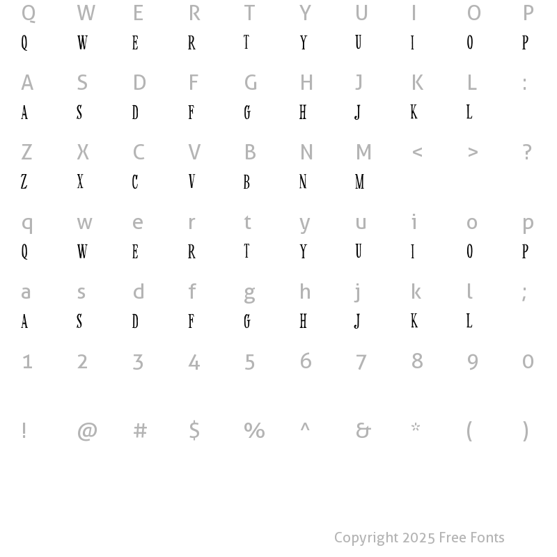 Character Map of DANIZA CLARETTA Regular