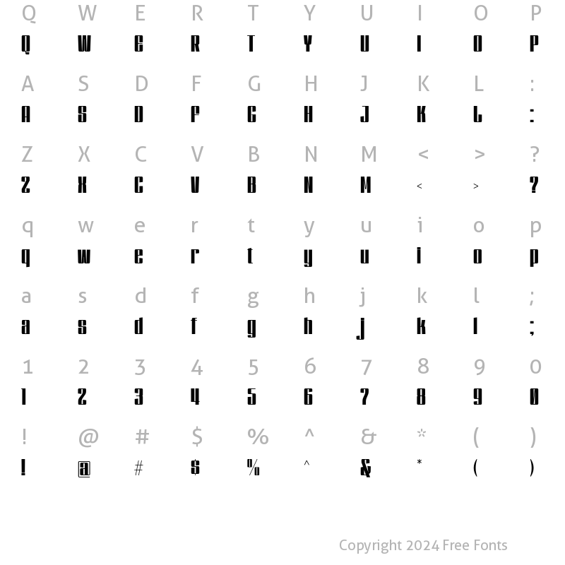 Character Map of Dankfield Regular