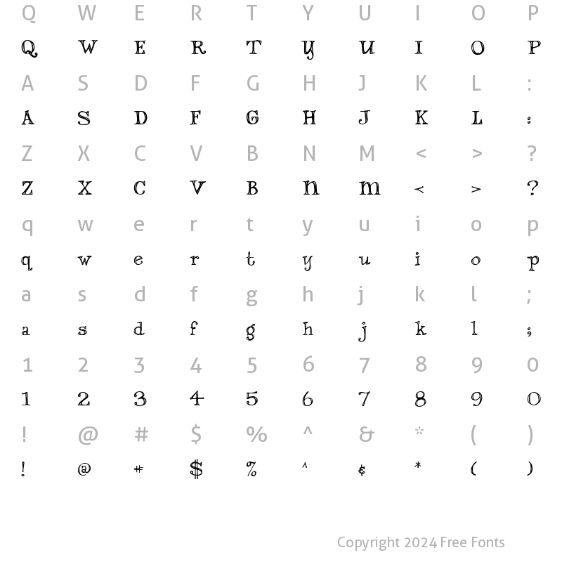 Character Map of Dannette Outline Regular