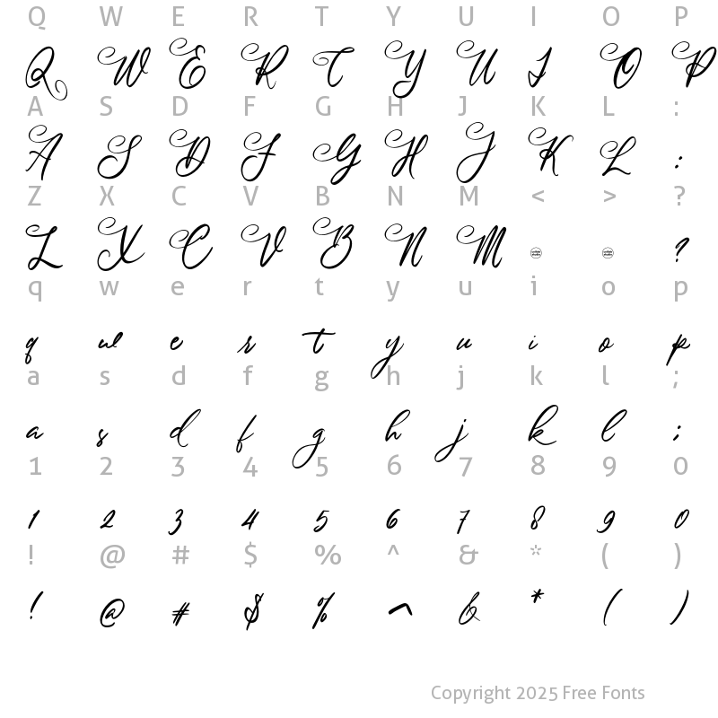 Character Map of Danniela Regular