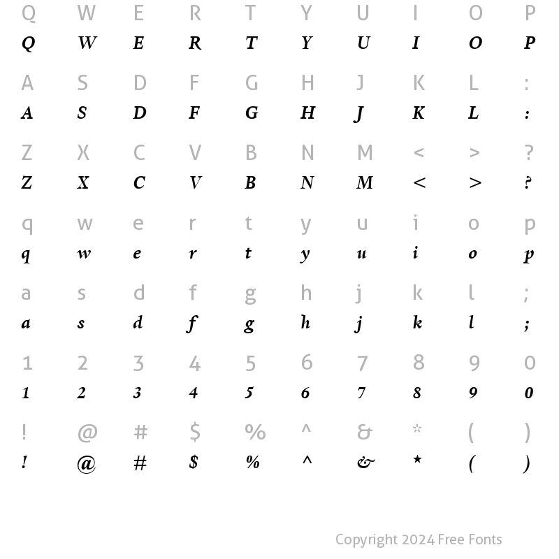 Character Map of DanteMT BoldItalic