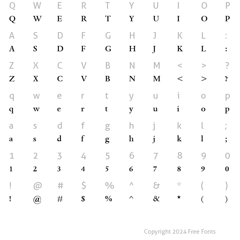 Character Map of DanteMT-Medium Medium