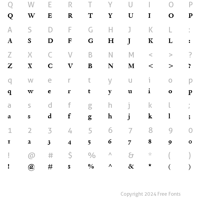 Character Map of DanteMTOldstyleFigures Bold